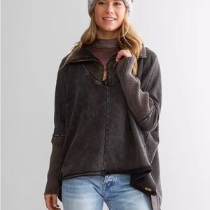BKE The Buckle Washed Oversized Washed Black Pullover OS